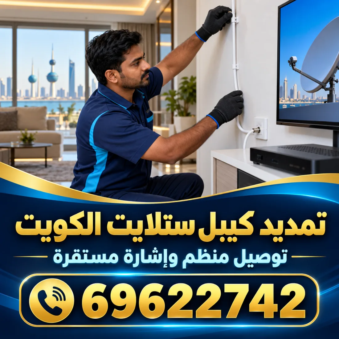صورة توضيحية: تمديد كيبل الستلايت داخل منزل في العدان